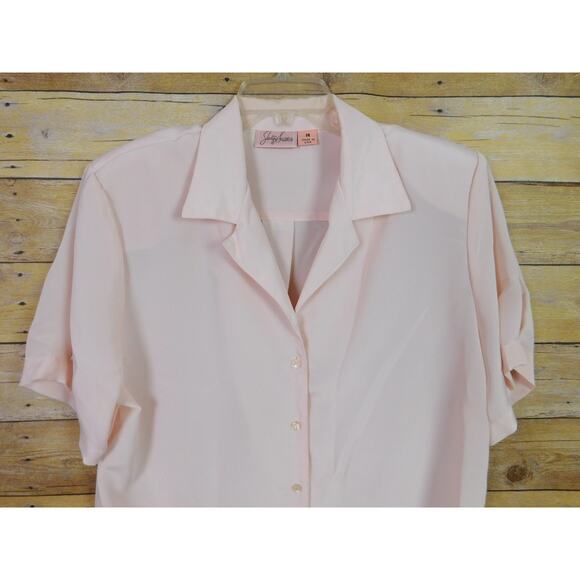 Vintage Jaclyn Smith Shirt 14 Light Pink Short Sleeve Button Down Made USA - Picture 3 of 7